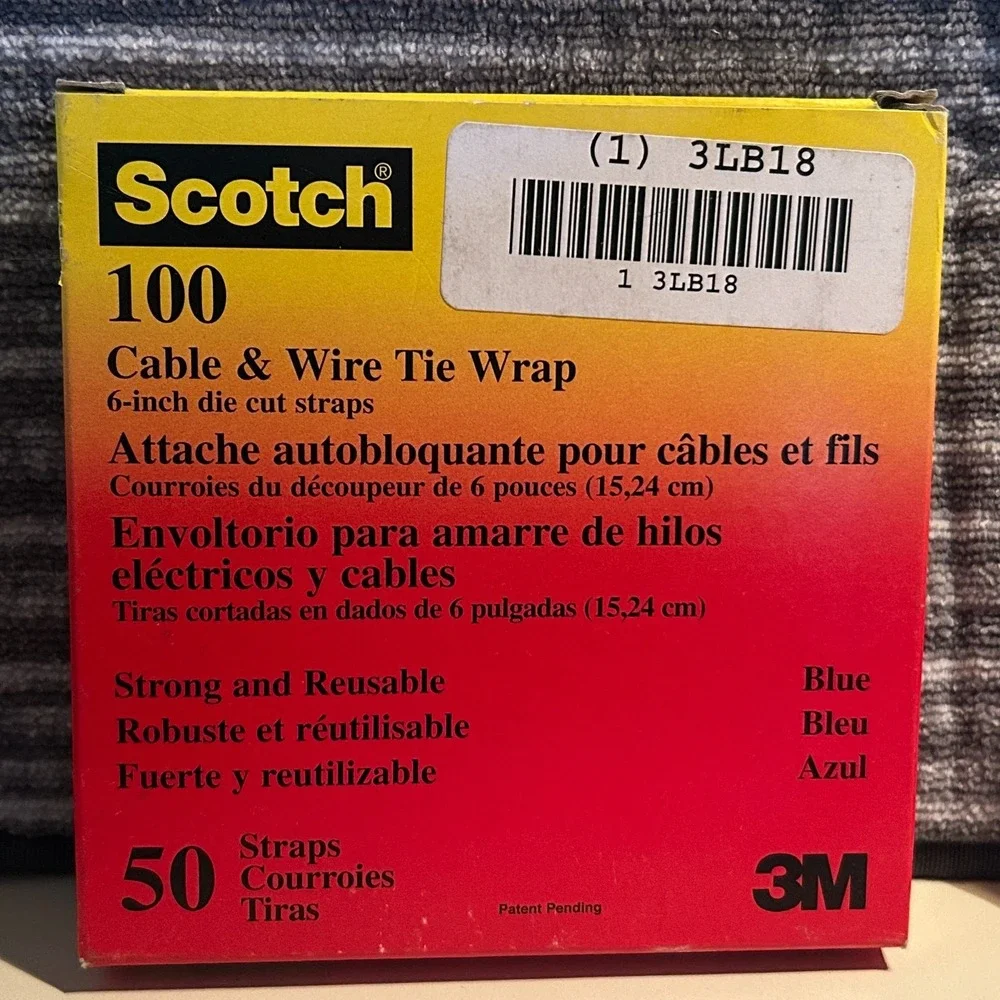 2 Pack 3M Scotch 100 Cable & Wire Tie Wrap 50 Straps (6 inch) Blue Red